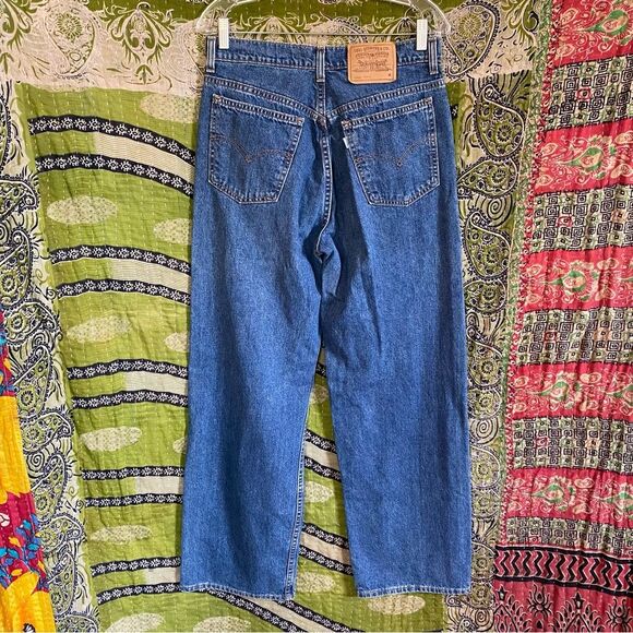 Rare 90's Levi's Blank White Tab 966 Medium Wash Ribcage Wide Leg Jeans … - Picture 6 of 16